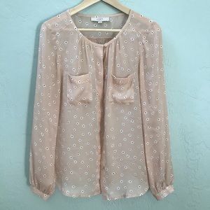 Daisy Floral Ann Taylor LOFT Button-Down Blouse